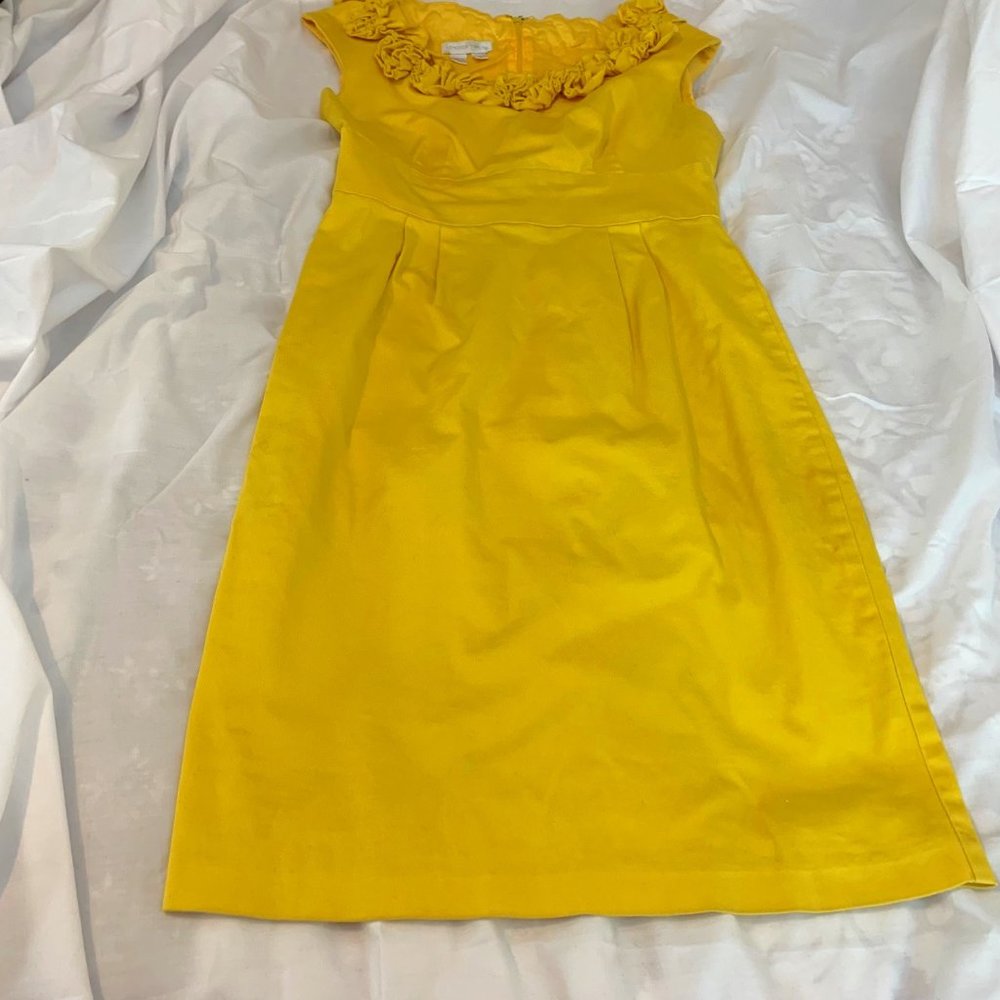 London Times Yellow Sheath Cotton Dress Size 4